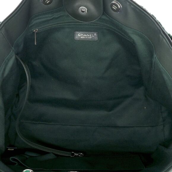 Chanel Deauville Tote Shearling Large Green - Picture 6 of 7